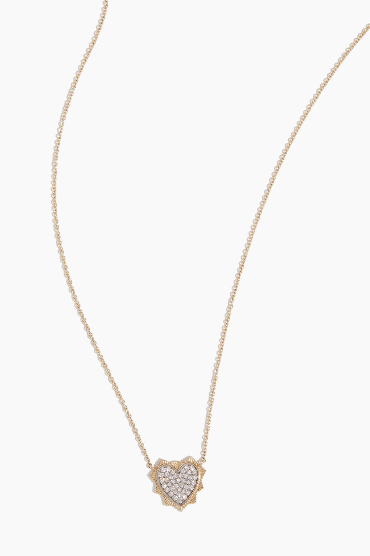 Vintage La Rose Pave Spike Heart Necklace in 14k Yellow Gold/Sterling Silver - Size: One size