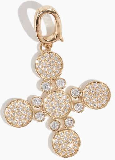 Vintage La Rose Diamond Arles Cross Pendant with Adjustable Bail in 14k Yellow Gold - Gold - Size: One size