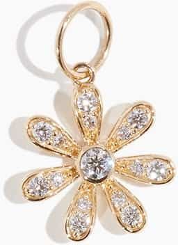 Vintage La Rose Diamond Daisy Pendant in 14k Yellow Gold - Gold - Size: One size