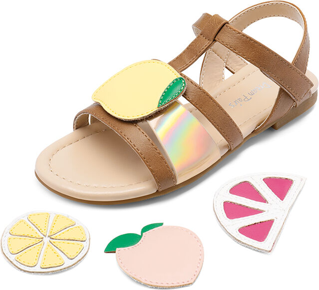 DREAM PAIRS Fun Mix  Fruity  Girls DIY Interchangeable Fruit Accessories Sandals - US Size - Footware