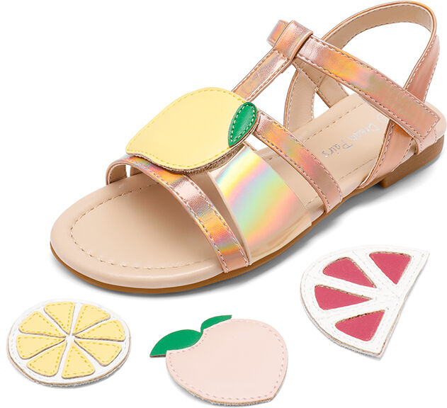 DREAM PAIRS Fun Mix  Fruity  Girls DIY Interchangeable Fruit Accessories Sandals - US Size - Footware