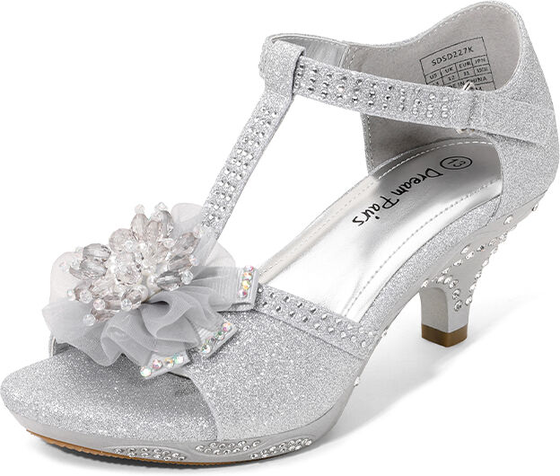 DREAM PAIRS Girls Low Heel Glitter Pump Sandals - US Size - Footware