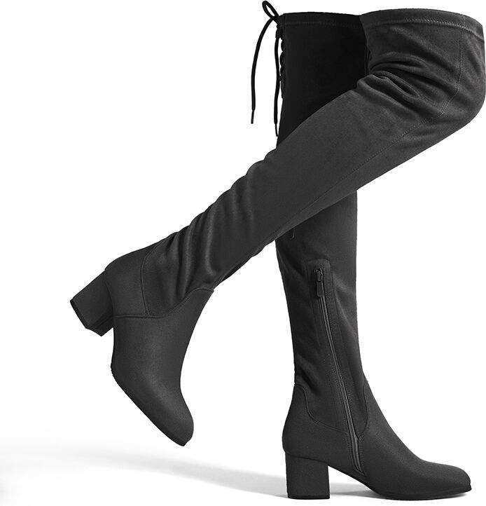 DREAM PAIRS Laurence Chunky Heel Thigh High Boots - US Size - Footware