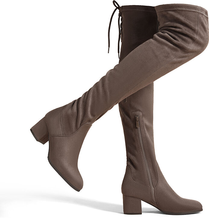 DREAM PAIRS Laurence Chunky Heel Thigh High Boots - US Size - Footware