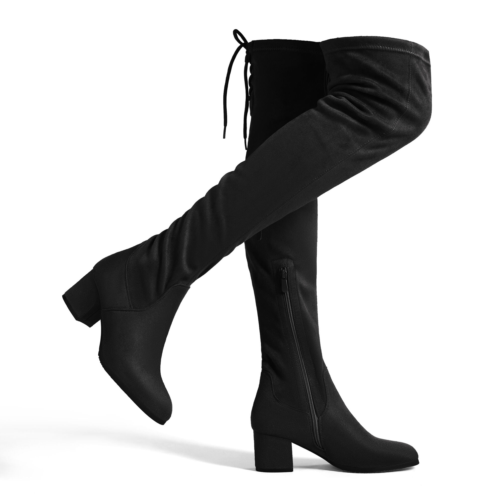 DREAM PAIRS Laurence Chunky Heel Thigh High Boots - US Size - Footware