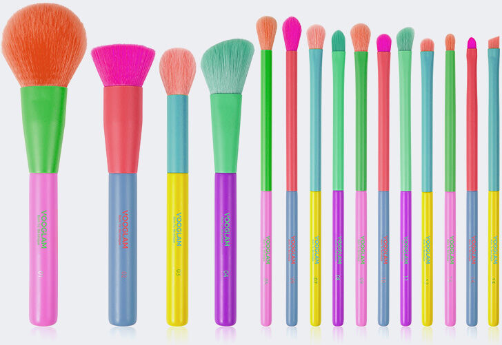 Vooglam Optical 15pcs Multicolor Makeup Brush Set Cosmetics Brushes Powder Eyeshadow Makeup Brushes