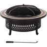 Sunjoy Group Sunjoy 26 in. Outdoor Fire Pit Copper Steel Patio Fire Pit Wood Burning Backyard Fire Pit with Mesh Screen and Fire Poker