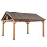 Sunjoy Group Sunjoy Outdoor Patio 11x13 Wooden Frame Gable Roof Backyard Hardtop Gazebo / Pavilion with Ceiling Hook