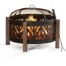 Sunjoy Group Sunjoy 26 in. Outdoor Fire Pits Wood Burning Patio Fire Pit Stone Backyard Fire Pit with Spark Screen and Poker