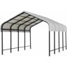 Sunjoy Group Sunjoy 12x20 Metal Carports, Outdoor Gazebo with Light Gray Metal Roof, Outdoor Living Pavilion with Ceiling Hook, and Fabric Enclosure