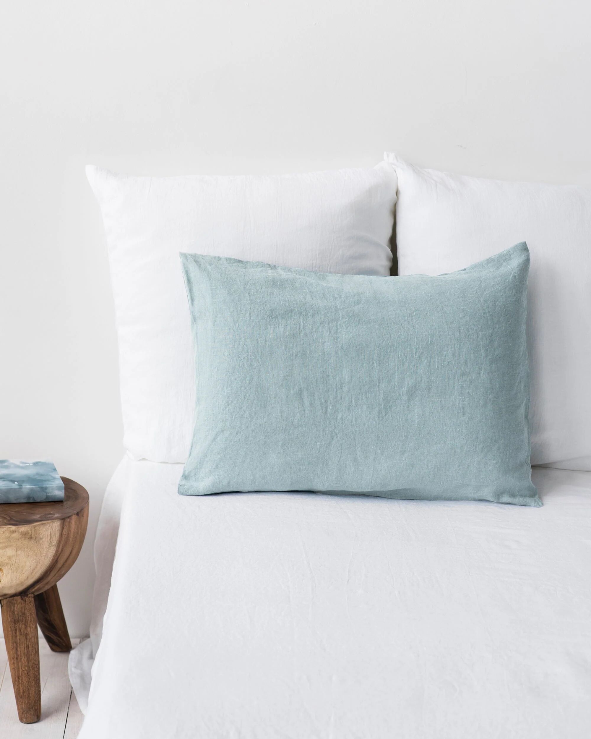 MagicLinen Dusty blue linen pillowcase - Deco (18x18" / 46x46 cm)