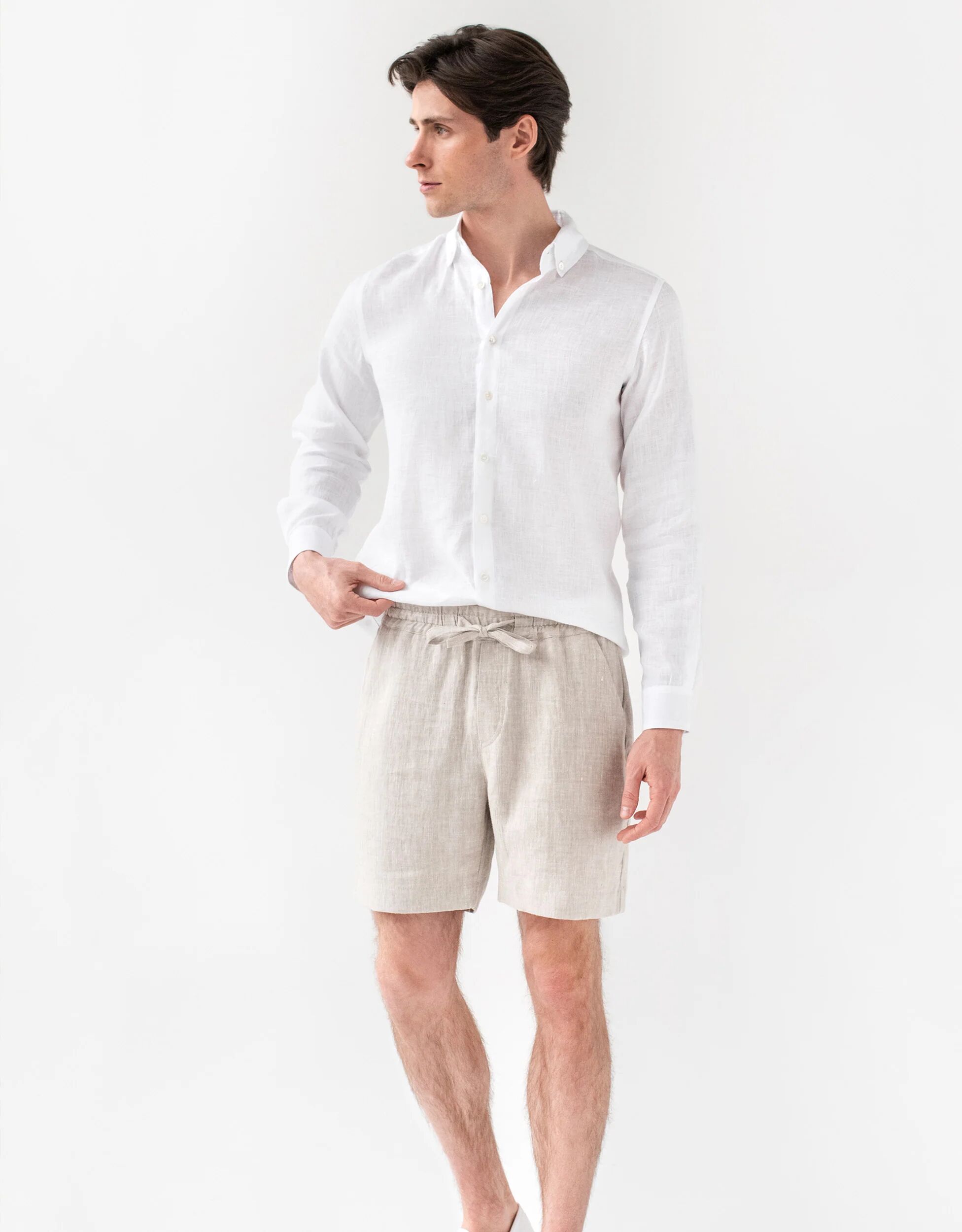 MagicLinen Men's linen shorts STOWE in natural melange - S