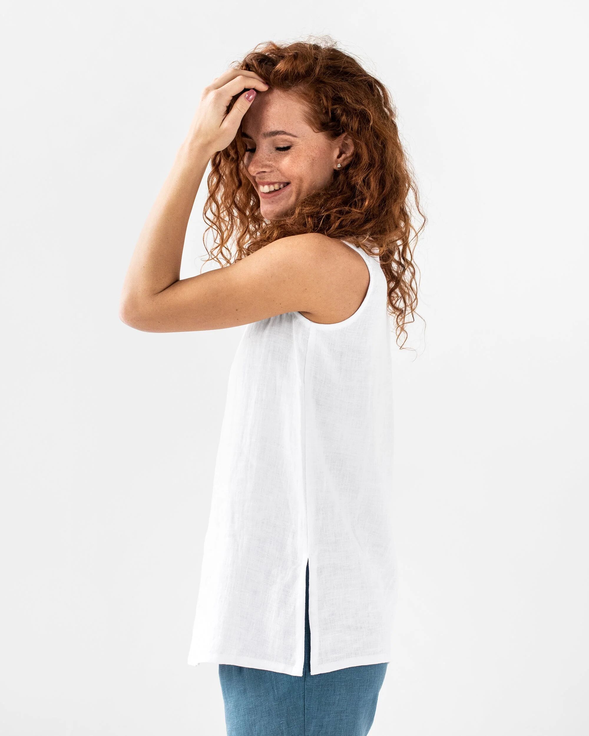 MagicLinen Linen tank top CASSIS in white