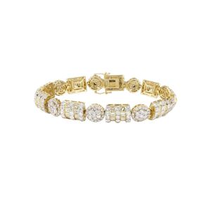 FrostNYC 14K Yellow Gold Diamond Cluster Bracelet / 33.97 Grams / 21.15 Carats