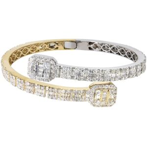 FrostNYC 14K Two Tone Square Baguette Diamond Bangle / 40.88 Grams / 8.13 Carats