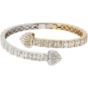 FrostNYC 14K Two Tone Diamond Baguette Heart Bangle / 36.05 Grams / 9.97 Carats