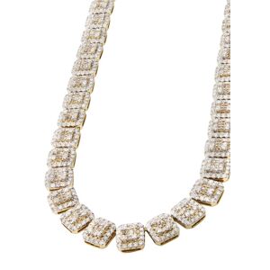 FrostNYC 14K Yellow Gold Diamond Cluster Tennis Chain / 58.29 Grams / 22.51 Carats
