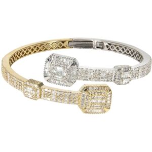 FrostNYC 14K Two Tone Diamond Baguette Bangle Bracelet / 29.66 Grams / 4.45 Carats