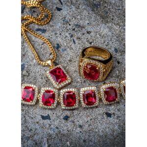 FrostNYC Gold Plated Ruby Chain & Bracelet & Ring