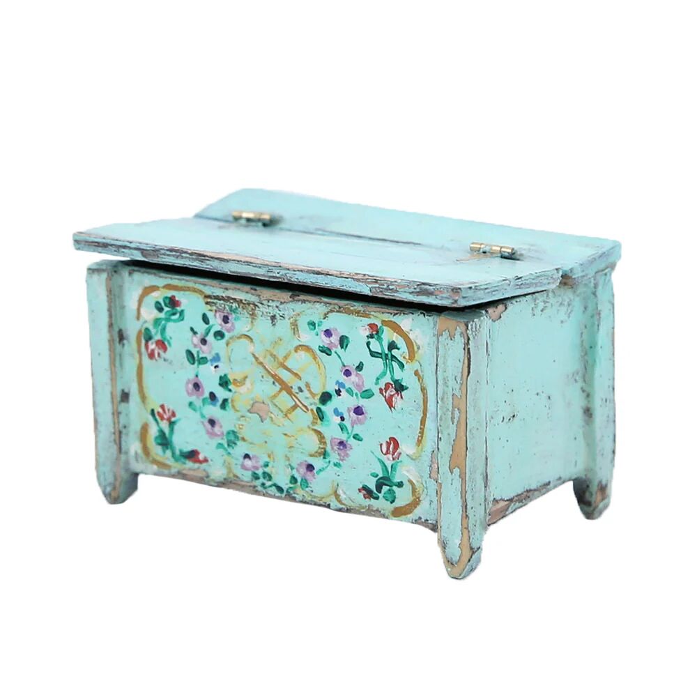 Rachel Ashwell Dollhouse Furniture: Green Floral Savannah Trunk