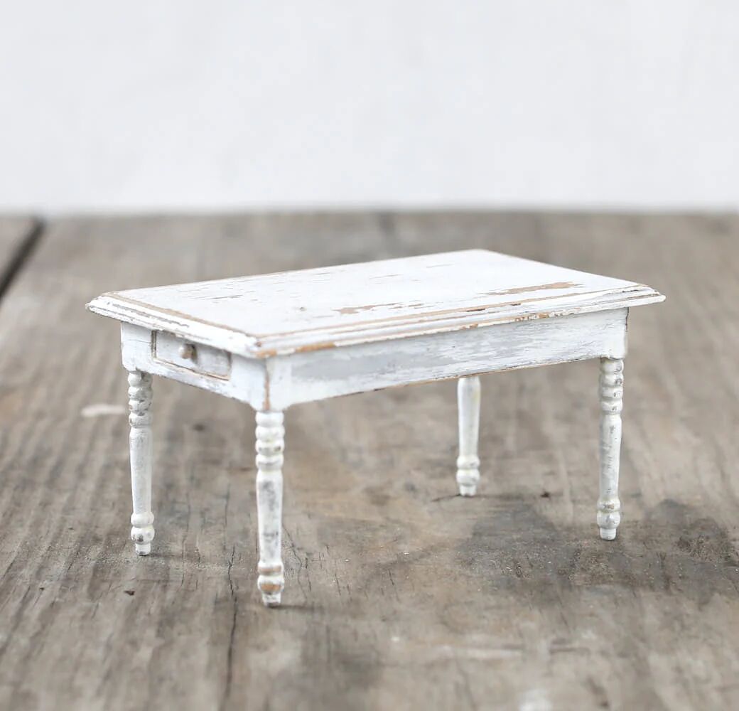 Rachel Ashwell Dollhouse Furniture - Long White Table with Drawers