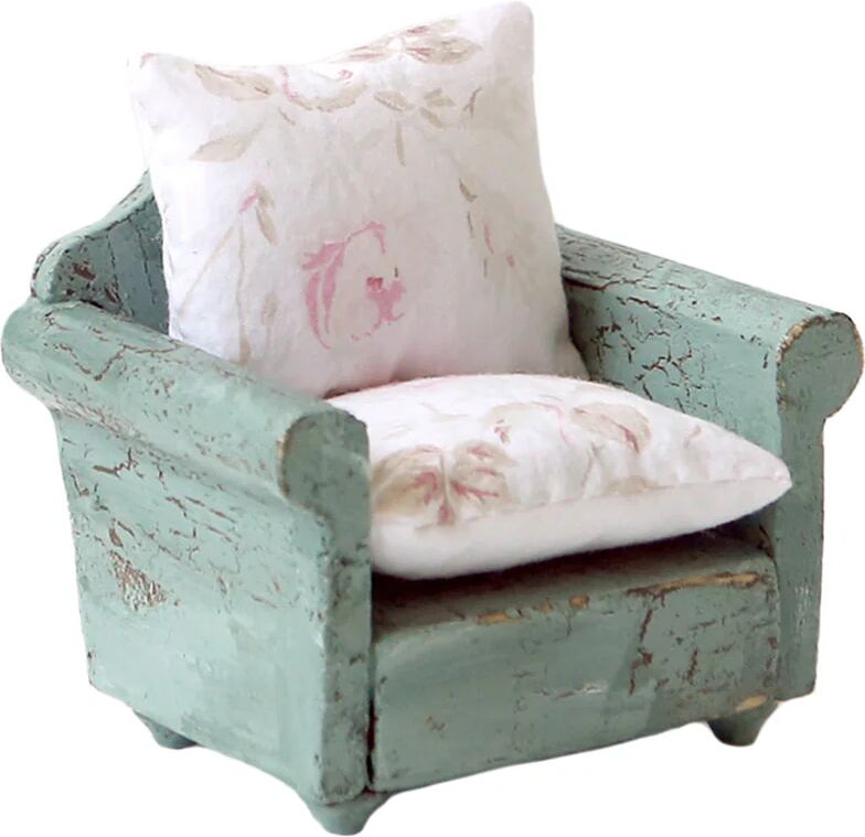 Rachel Ashwell In Stock: Dollhouse Furniture - Green Arm Chair & Footstool