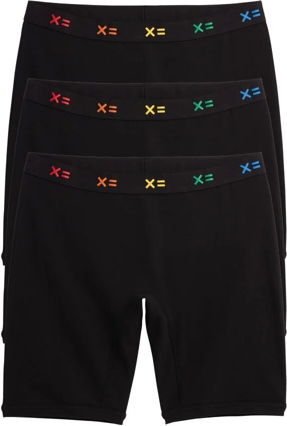 TomboyX 9" Boxer Briefs 3-Pack - Cotton Black X= Rainbow - Black X= Rainbow - Size: 6X