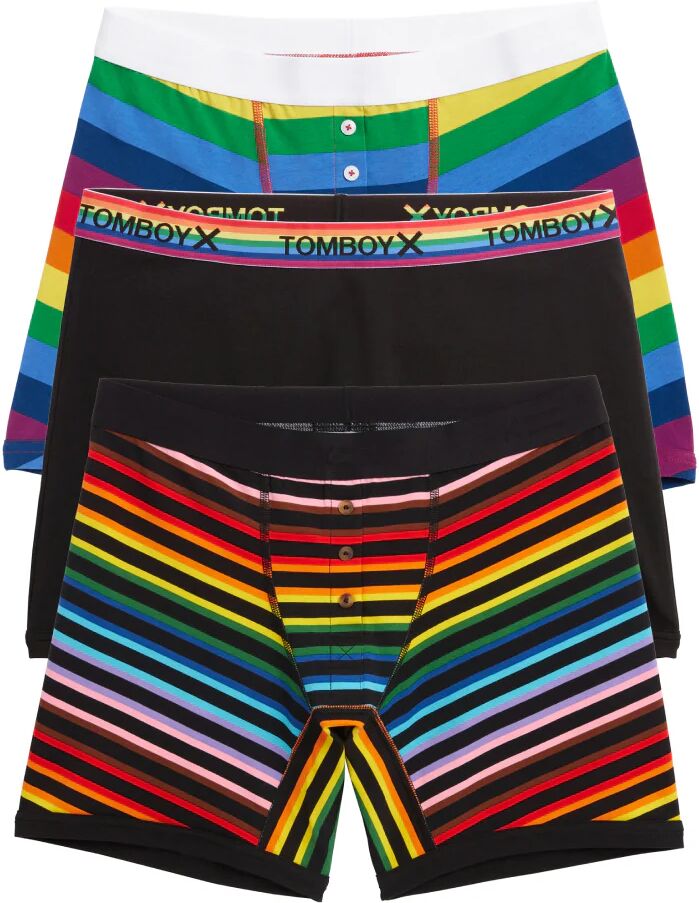 TomboyX 6" Boxer Briefs 3-Pack - Rainbow Stripes - Rainbow Stripes - Size: 4X