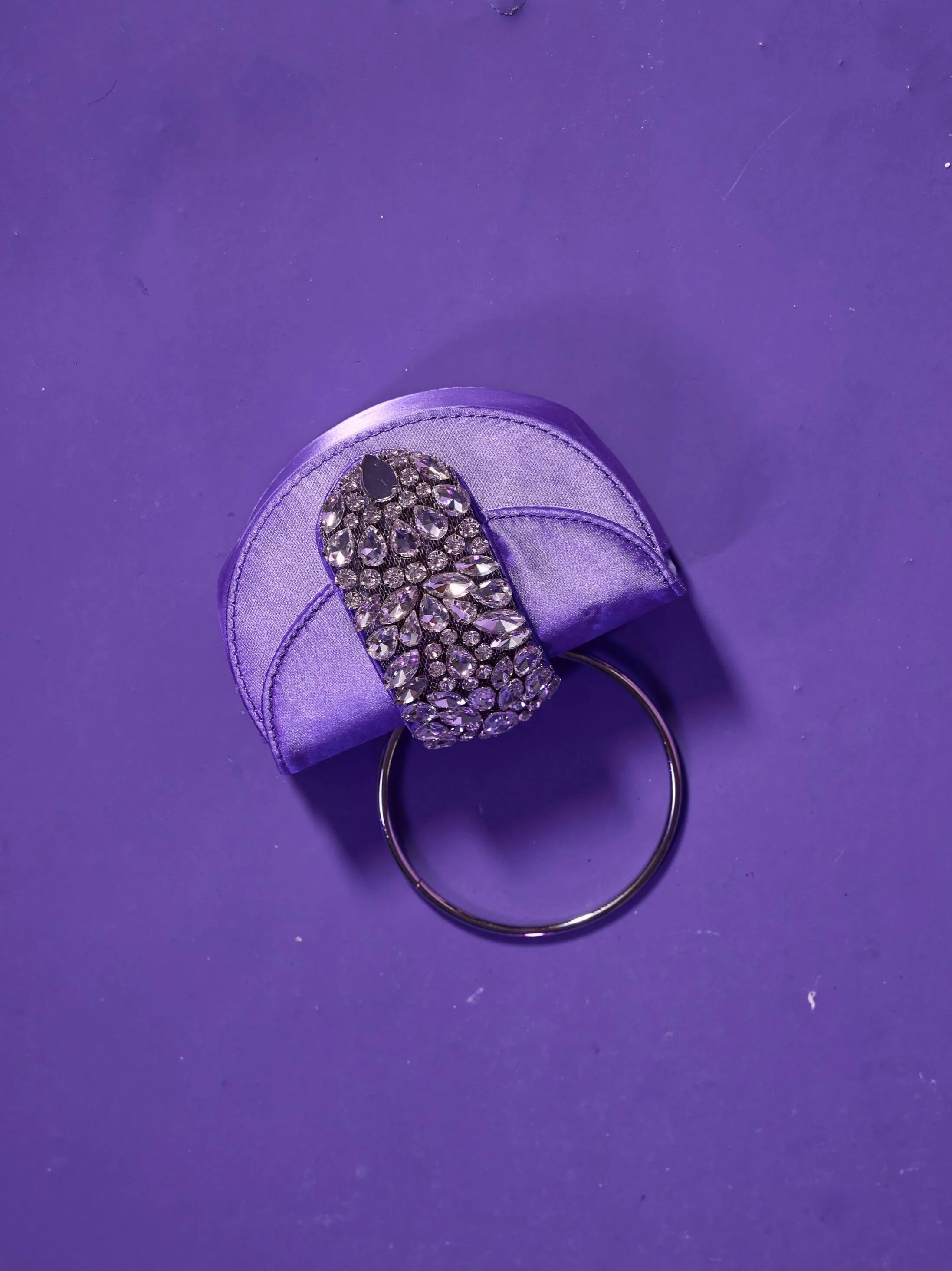 Mew Mews Fashion Dorothea Satin Crystal Clutch In Purple