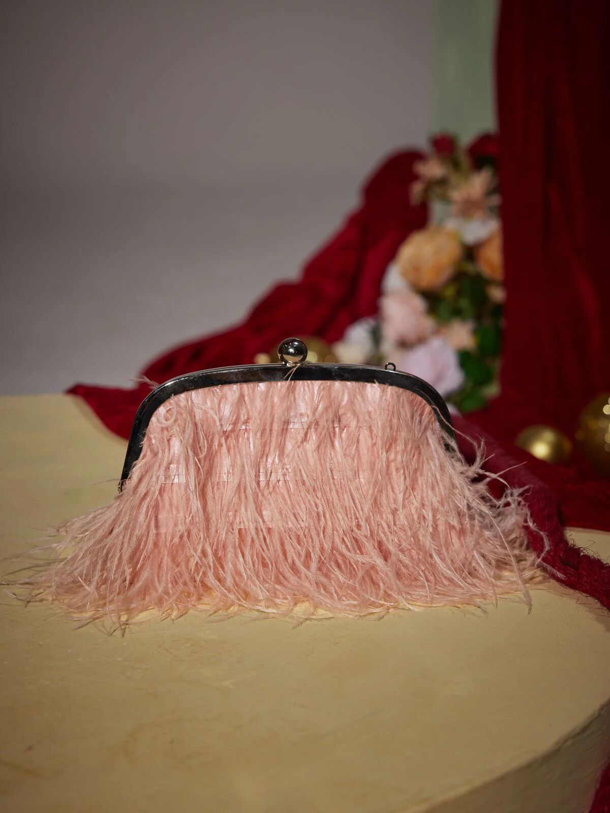 Mew Mews Fashion Feliden Feather Fringe Clutch In Pink