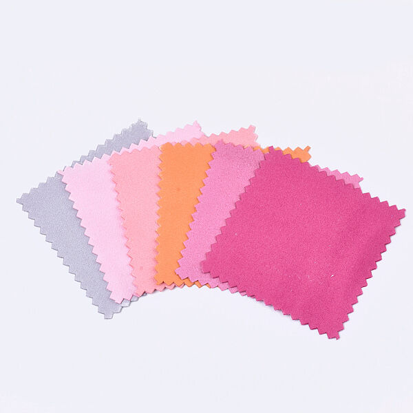 Silver Polishing Cloth, Jewelry Cleaning Cloth, 925 Sterling Silver Anti-Tarnish Cleaner, Square, Random Single Color or Random Mixed Color, 8x8x0.05cm - Beadpark.com