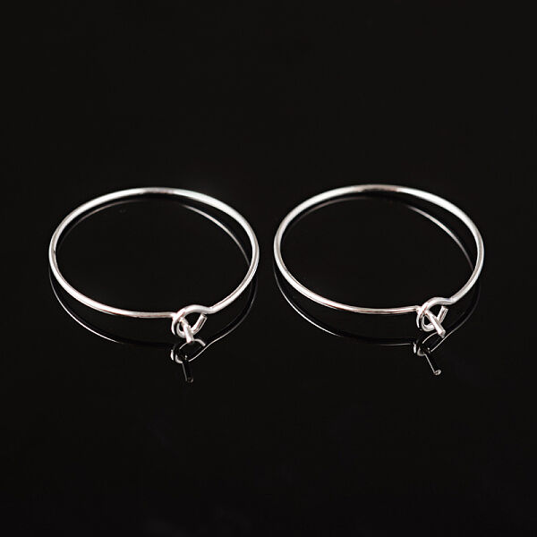 Brass Wine Glass Charm Rings, Hoop Earrings Findings, Silver, 20x0.8mm, 20 Gauge - Beadpark.com