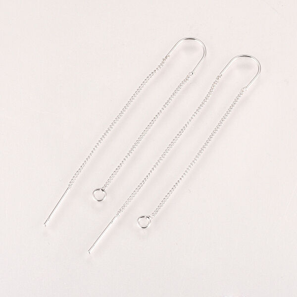 Brass Stud Earring Findings, with Loop, Ear Threads, Nickel Free, Real Platinum Plated, 103mm, Hole: 2mm, Pin: 0.8mm - Beadpark.com