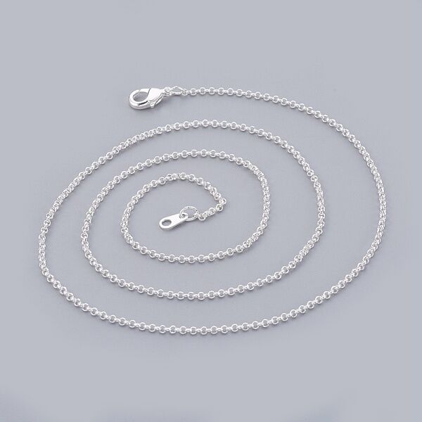 Brass Chain Necklaces, Silver Color Plated, 18.8 inch, 1.6mm - Beadpark.com