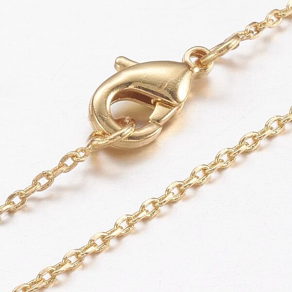 Brass Chain Necklaces, Cross/Rolo Chain, with Lobster Claw Clasps, Real 18K Gold Plated, 17.7 inch(45cm) - Beadpark.com