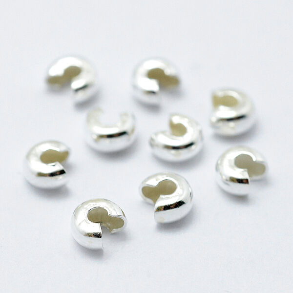 925 Sterling Silver Bead Tips Knot Covers, Silver, 4x5x2.5mm - Beadpark.com