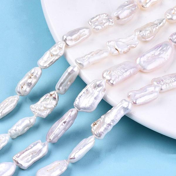 Natural Baroque Pearl Keshi Pearl Beads Strands, Cultured Freshwater Pearl, for DIY Craft Jewelry Making, Nuggets, Antique White, 13~20x6~10mm, Hole: 0.8mm, about 25pcs/strand, 14.76 inch - Beadpark.com