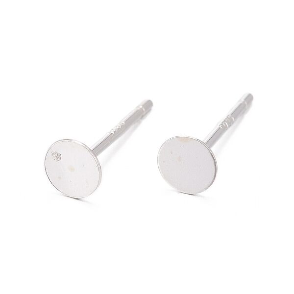 925 Sterling Silver Ear Stud Findings, Earring Posts, Silver, 11.5x4mm, Pin: 0.7mm - Beadpark.com
