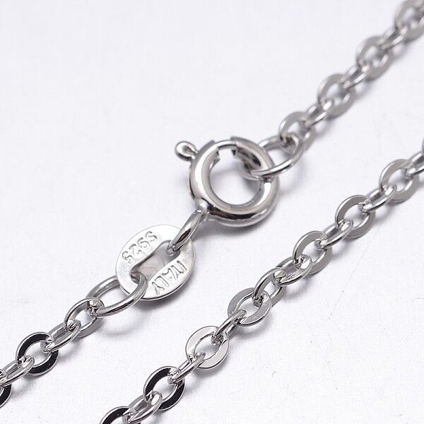 925 Sterling Silver Cable Chains Necklaces, with Spring Ring Clasps, Platinum, 20 inch, 1.3mm - Beadpark.com