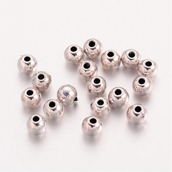 Tibetan Style Alloy Round Spacer Beads, Cadmium Free & Nickel Free & Lead Free, Antique Silver, 4mm, Hole: 1mm - Beadpark.com