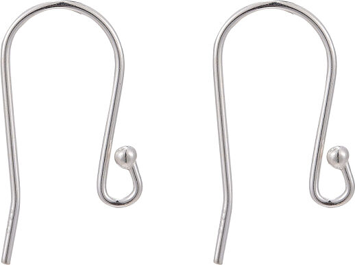 925 Sterling Silver Earring Hooks, Silver, 25x15mm, Hole: 2mm, Pin: 0.8mm - Beadpark.com