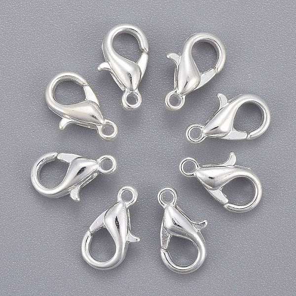 Zinc Alloy Lobster Claw Clasps, Parrot Trigger Clasps, Cadmium Free & Lead Free, Silver Color Plated, 10x6mm, Hole: 1mm - Beadpark.com