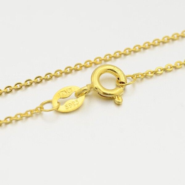 925 Sterling Silver Cable Chain Necklaces, with Spring Ring Clasps, Golden, 16 inch, 1.2mm - Beadpark.com