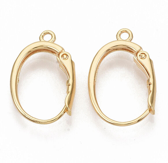 Brass Leverback Earring Findings, Nickel Free, Real 18K Gold Plated, with Loop 19.5~20.5x12.5x3.5mm, Hole: 1.5mm, Pin: 0.8mm - Beadpark.com