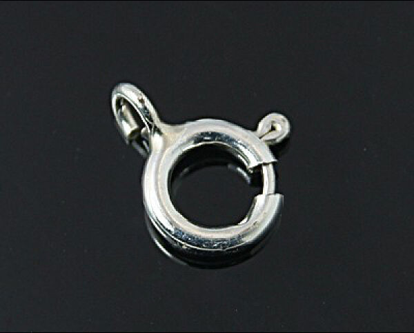 925 Sterling Silver Spring Ring Clasps, Silver, 5.5mm - Beadpark.com