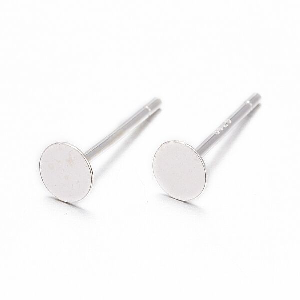 925 Sterling Silver Stud Earring Findings, Carved 925, Silver, 11.3x4mm, Pin: 0.8mm - Beadpark.com
