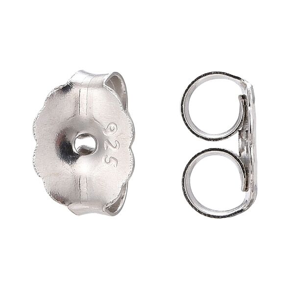 925 Sterling Silver Ear Nuts, Platinum, 5x6x3mm, Hole: 0.7mm, about 100pcs/10g - Beadpark.com