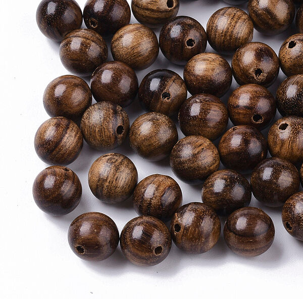 Natural Wood Beads, Waxed Wooden Beads, Undyed, Round, Coconut Brown, 8mm, Hole: 1.5mm, about 1676pcs/500g - Beadpark.com