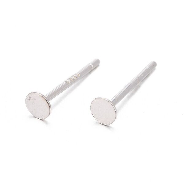 925 Sterling Silver Ear Stud Findings, Earring Posts, Silver, 11.5x3mm, Pin: 0.7mm - Beadpark.com
