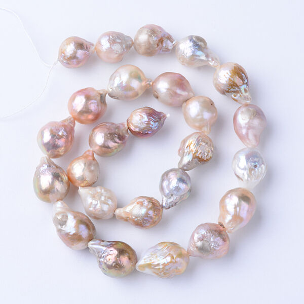 Natural Baroque Pearl Keshi Pearl Beads Strands, Cultured Freshwater Pearl, for DIY Craft Jewelry Making, teardrop, Thistle, 15~17x11~13mm, Hole: 0.5mm, about 25pcs/strand, 15.9 inch - Beadpark.com